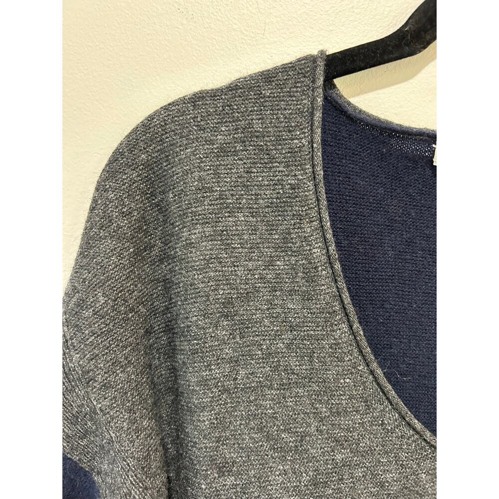 Madewell two tone knit sweater size S blue grey v neck merino wool blend - Picture 2 of 7